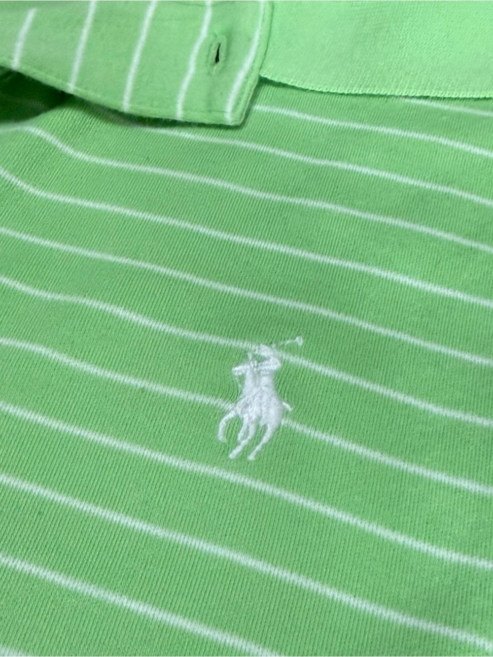 Polo Ralph Lauren Men’s Large Custom Fit Green White Stripe Pony Polo Shirt